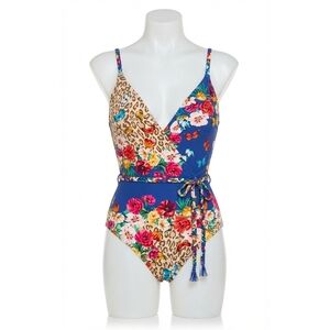 NEW JOHNNY WAS fleur braided wrap one piece swimsuit in multi